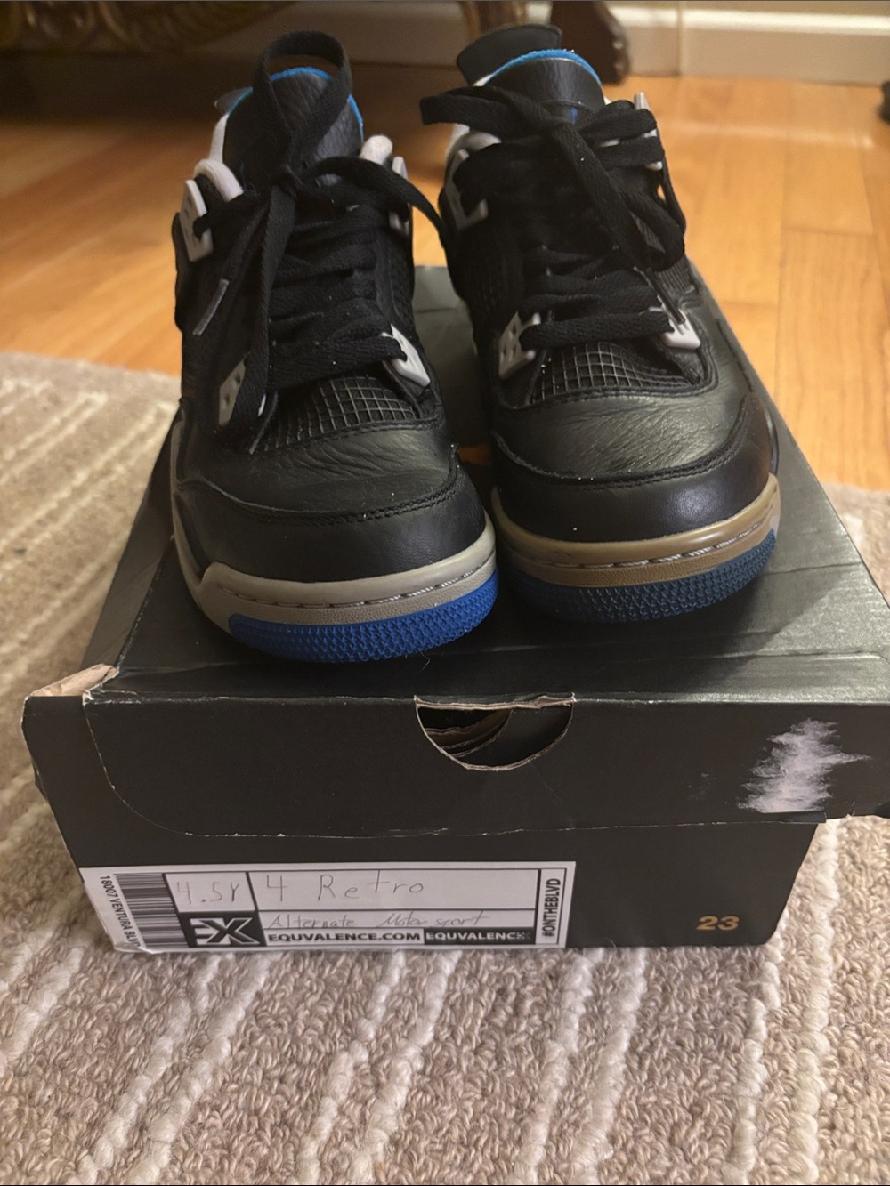 Jordan Kids Black Sneakers with Blue and Tan Accents